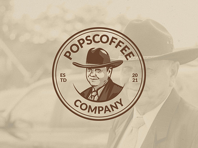 Pops Coffee Company 99design bestdesign branding coffee creativedesign design graphic design illustration logo man moondesign portrait logo suit