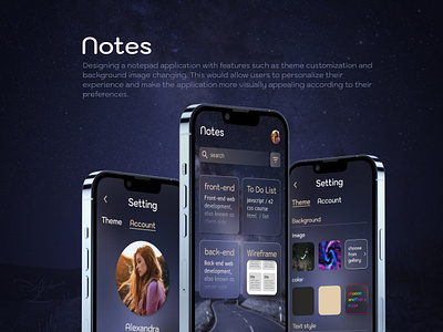 Notes - Mobile Application 📝 app app design application branding dark mode design mobile mockup note note app notepad notes product design theme to do list ui ui design uiux ux web design