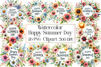 Happy Summer Day Floral Bouquets Clipart wedding