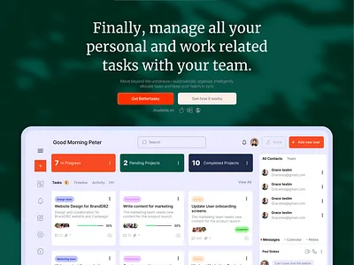 BETTER TASK - A PROJECT MANAGEMENT WEBSITE agency website asana best ui design design project management task task management team trello ui website design