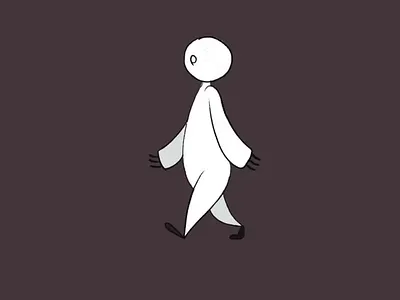 Walking guy with hollow eyes 2d animation animation illustration procreate dreams walk
