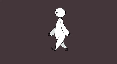 Walking guy with hollow eyes 2d animation animation illustration procreate dreams walk