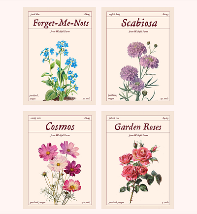 Seed Packs for Local Flower Farm branding design florals flowers packaging seed packs