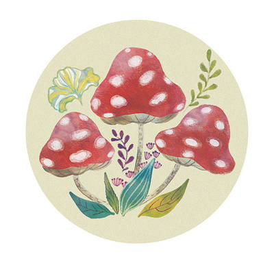 Mushroom Trio art esoteric illustration plants texture