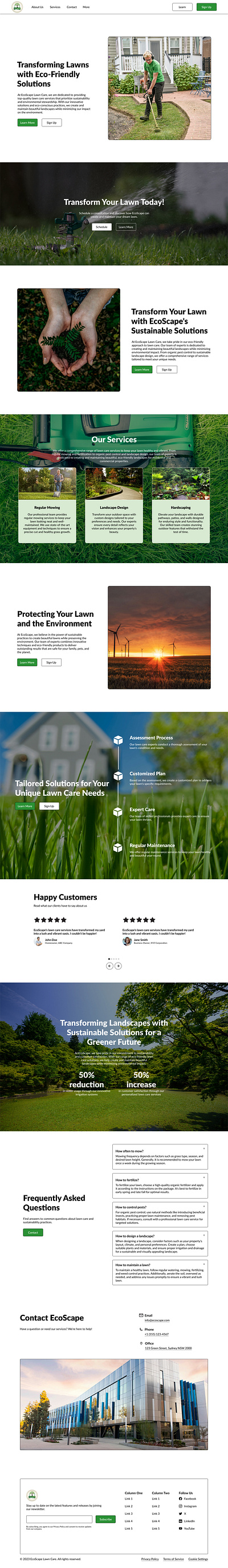 EcoScape Lawn Care design figma lawncare ui ux