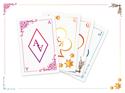 Seasons Cards autumn cards clubs cold colors design diamond fall graphic design hearts illustration illustrator play cards season seasons spades spring summer vector warm colors winter