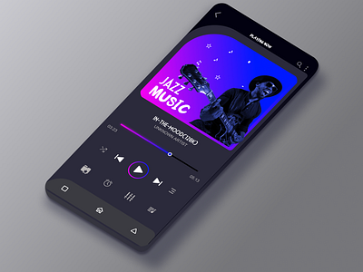 Music Player Mobile App Design app application dark design guitar interface jazz mobile screen mockup mp3 music music player play player product product design purple ui ux