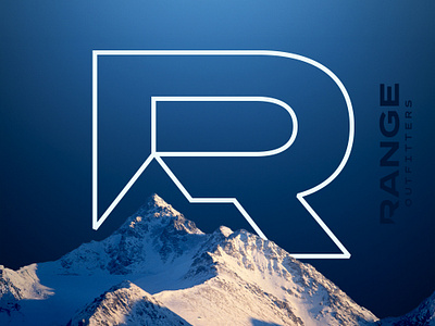 Range Outfitters Logo brand branding custom design font geometric identity lettering logo minimal modern mountain outdoors r simple symbol wordmark