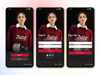 Log In/Sign In Screen Fashion App app branding ecommerce fashion graphic design ui