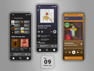 Day 09 UI Challenge: Music Player album app daily challenge design download illustration library music music player play podcast shuffle song list songs soundtrack spotify ui ui design