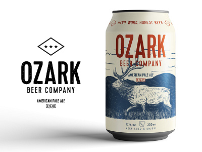 OZARK BEER CO. - APA arkansas beer beer can branding craft beer illustration logo packaging texture typography vintage