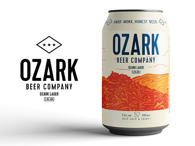 Ozark Beer Co. - Lager arkansas beer beer can branding craft beer design illustration logo packaging texture typography vintage