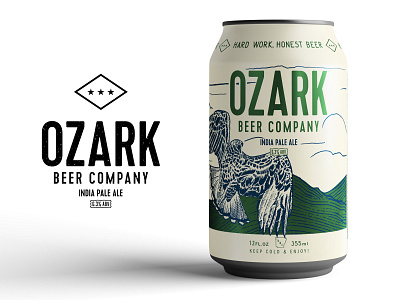 Ozark Beer Co. - IPA arkansas beer beer can branding craft beer design illustration logo packaging texture typography vintage