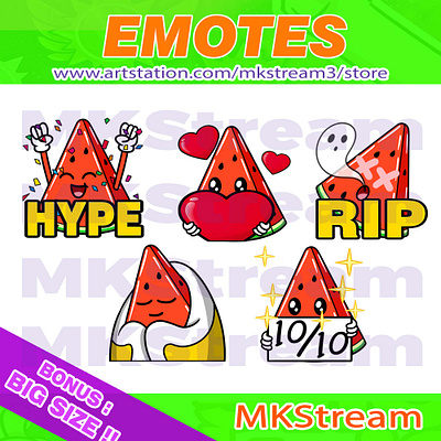 Twitch emotes watermelon hype, love, rip, comfy & perfect pack animated emotes anime comfy cute design discord emotes emote emotes fruit fruit emotes hype illustration love perfect rip sub badge twitch emotes watermelon watermelon emote wattermelon emotes