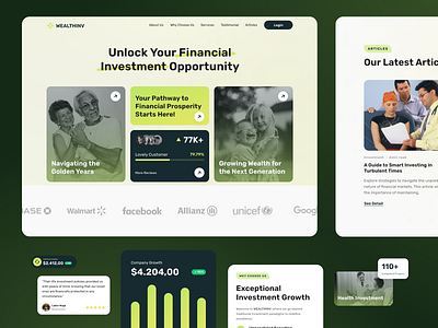WealthInv - Investment Landing Page business clean company design finance framer health home page insurance investing investment landing page mobile product responsive saas template ui ux web