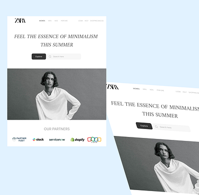 ZARA hero section redesign - UI practice 3d dribbble fashion landing page mobile redesign ui ux web zara