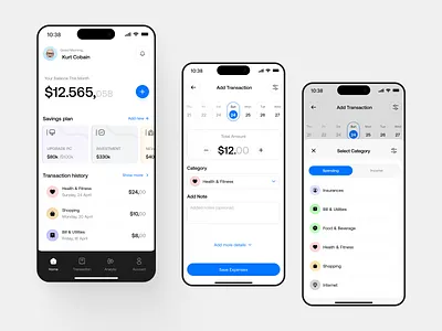 Financial Management App callendar design financial app financial management app financial recording fintech app management app money product design sabing saving plan transaction transaction history ui ui design uiux