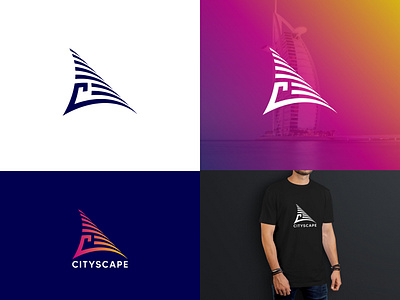 Cityscape Logo Design. lette c, building, dubai, home, house abu dhabi architecture branding branding design c city cityscape dubai emirates high rise budiling icon letter c logo logo design logotype real estate skyline typography uae wordmark building logo