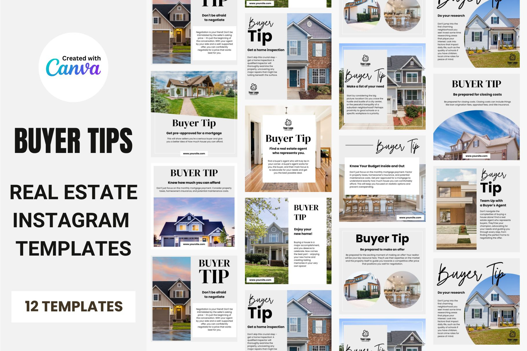 Real estate buyer tips Instagram templates branding buyer tips canva canva template engagement free design free templates graphic design instagram posts post real estate real estate agent social media