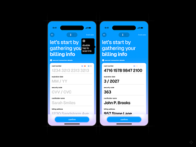 billing info ✦ android billing ui credit card finance ios mobile