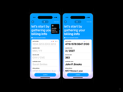 billing info ✦ android billing ui credit card finance ios mobile