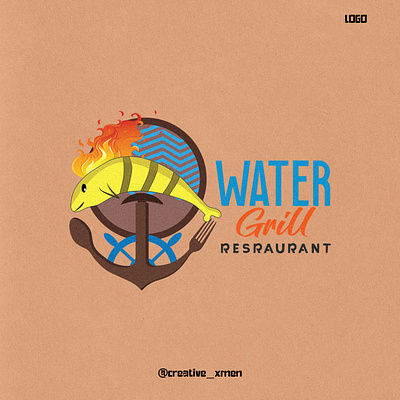 WATER GRILL restaurant Logo 3d brandidentity design graphic design logo logodesign ui vector
