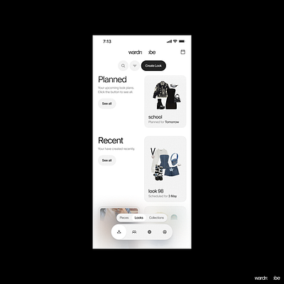 Wardrobe — Looks app figma minimal mobile product design ui ui design ux ux and ui