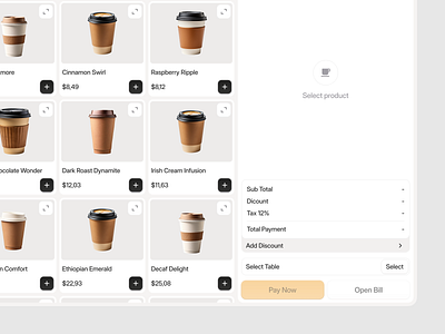 Beans & Bills | Point of Sales #2 (Empty) clean coffee dashboard design ipad ipad design ipad pos minimal minimalish minimalist point of sale point of sale ui point of sales point of sales design pos pos design restaurant pos ui user interface pos