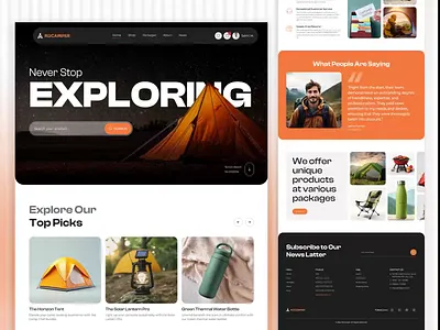 Camping website adventure branding camping design exploration interface landing page minimalist nature pixelean sahin mia tourism traval ui ui animation ux web app web design website animation