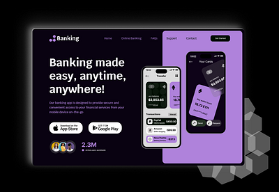 Home-page Hero Section Design for Banking website banking app banking website blog cards darktheme figma hero section home page illustration landingpage theme ui uiux ux