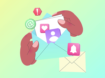 Mailing list advertisement animation email marketing envelope hands icons information mailing message opening letter paper postal social media icons