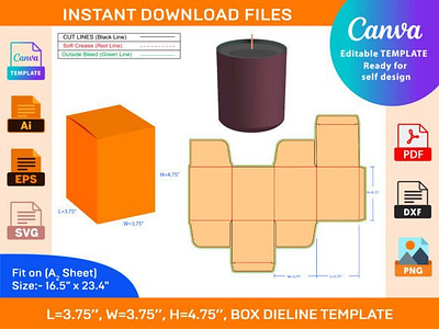 10 Oz Jar Candle Box Care Package Vector box box die cut branding design dieline illustration packaging packaging design vector