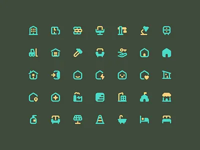 Home Icons 16px building construction home house icons mini office outline stroke