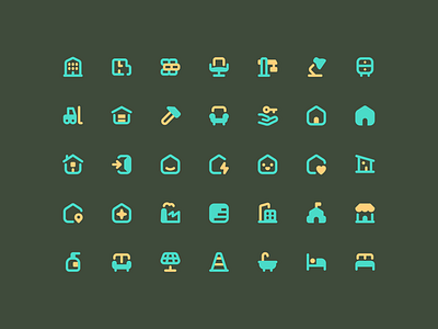 Home Icons 16px building construction home house icons mini office outline stroke