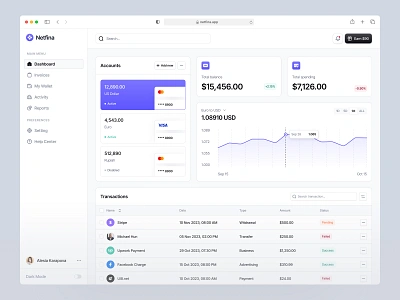 Netfina - Financial Management banking design finance financial fintech graphic design ui uidesign uiux unpixel ux uxdesign uxerflow web app web design website website design