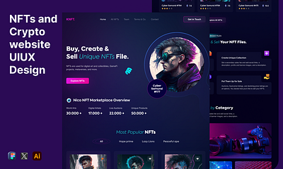 NFTs and Crypto Website Design crypto and nft design crypto design cryptocurrence digital art nft figma design landing page landing page redesign nft design prototyping redesign ui uiux design website design website redesign wireframe design