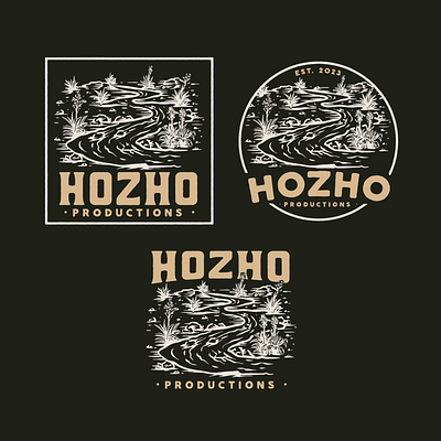 Hozho Productions badge design branding design graphic design hand drawn design illustration illustration vintage logo logo design vintage logo