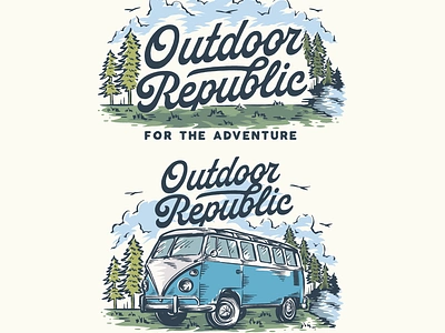 Outdoor Republic badge design branding design hand drawn design illustration illustration vintage logo logo design outdoor design vintage logo vw