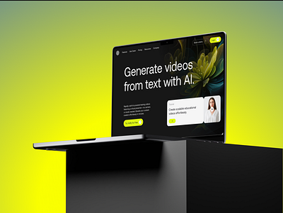 AI Video Avatars - Landing for Vidify (Web Design) ai design generate landing marketing neon typography uiux uiux design video website yellow