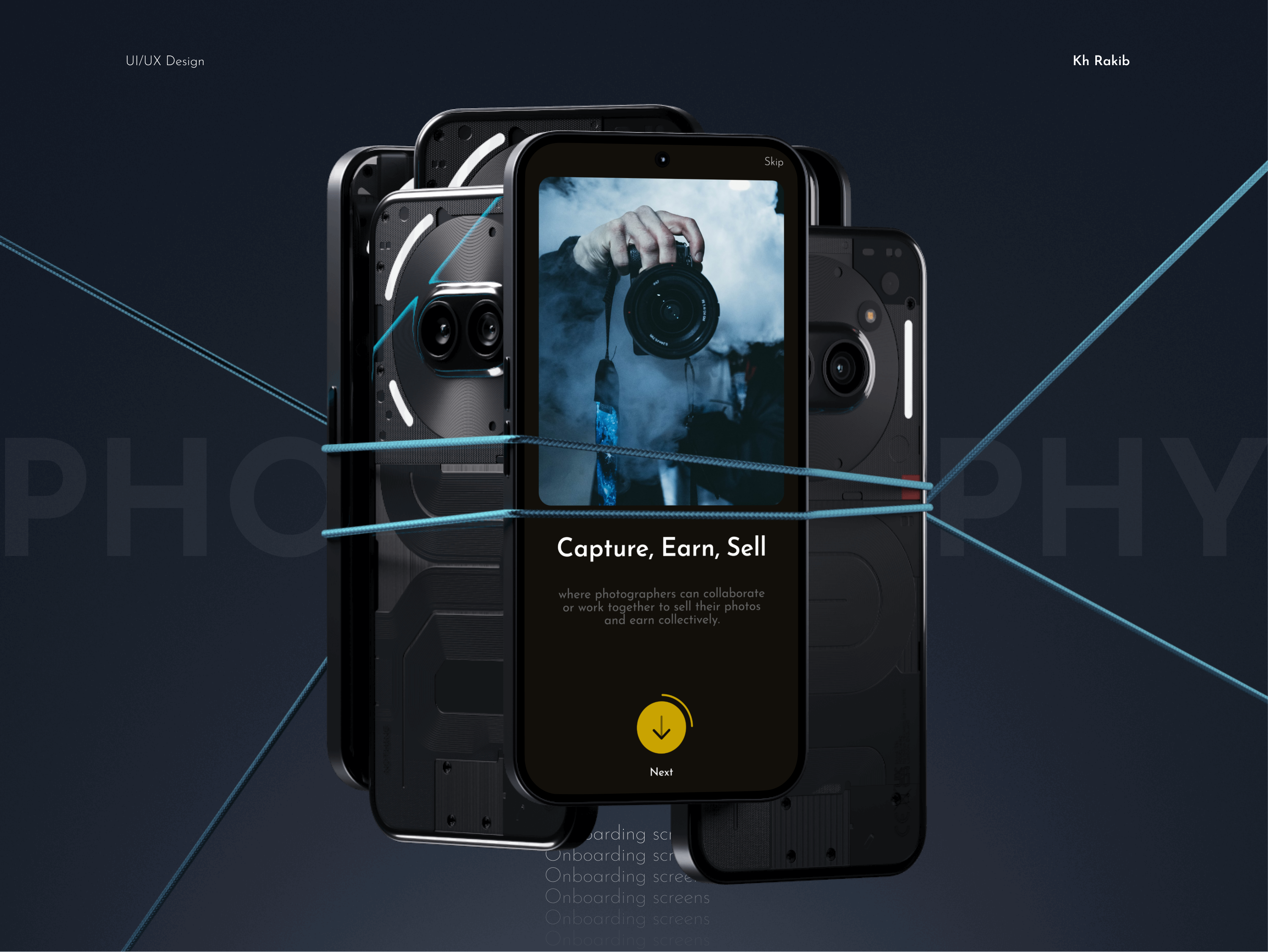 Onboarding process for a Stock photography application aesthetic design android app app design application design black yellow ui design button dark mode app figma mobile app design onboarding design onboarding interaction onboarding process photo application photography application ui ui design user interface user interface design