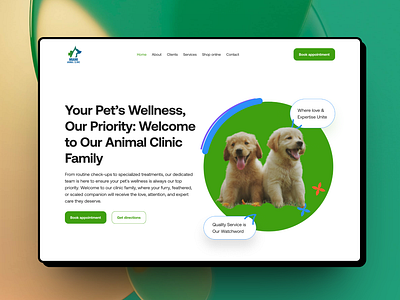 Animal Clinic - Hero Section animal hero section landing page ui design uiux ux design vet web website