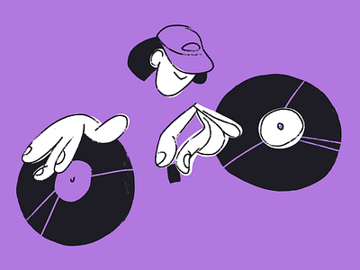 Vinyl records character design dancing disco dj illustration lp procreate