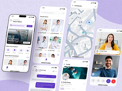 Vitalize - Healthcare App appointment apps consultation apps doctor booking care consultation doctor healthcare ios doctor location mental nurse patient purple telemedicine uiux uiux doctor uiux healthcare video call wellness