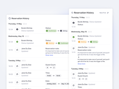 Reservation History accessible booking checkandplace cp date design history note reservation simpra status ui usability user experience design user interface design ux