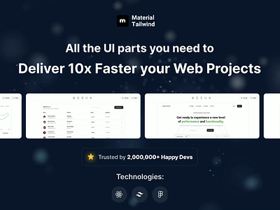 Material Tailwind Pro admin application auth buttons charts dashboard ecommerce features figma hero kpi card marketing presentation react responsive sections table tailwindcss ui web design