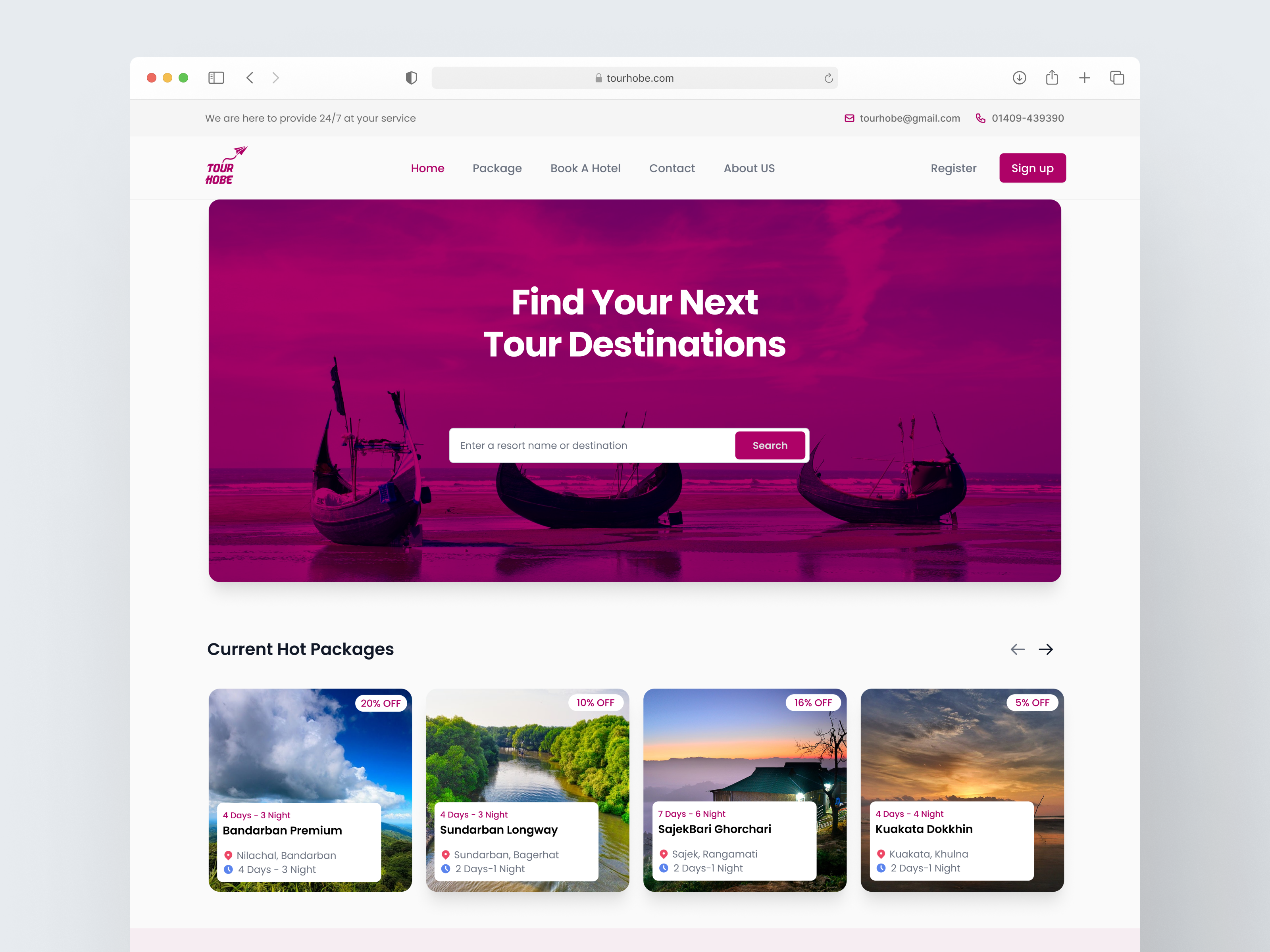 Tourhobe - Travel Agency Landing Page landing page responsive design tour agency travel agency trending ui uidesign