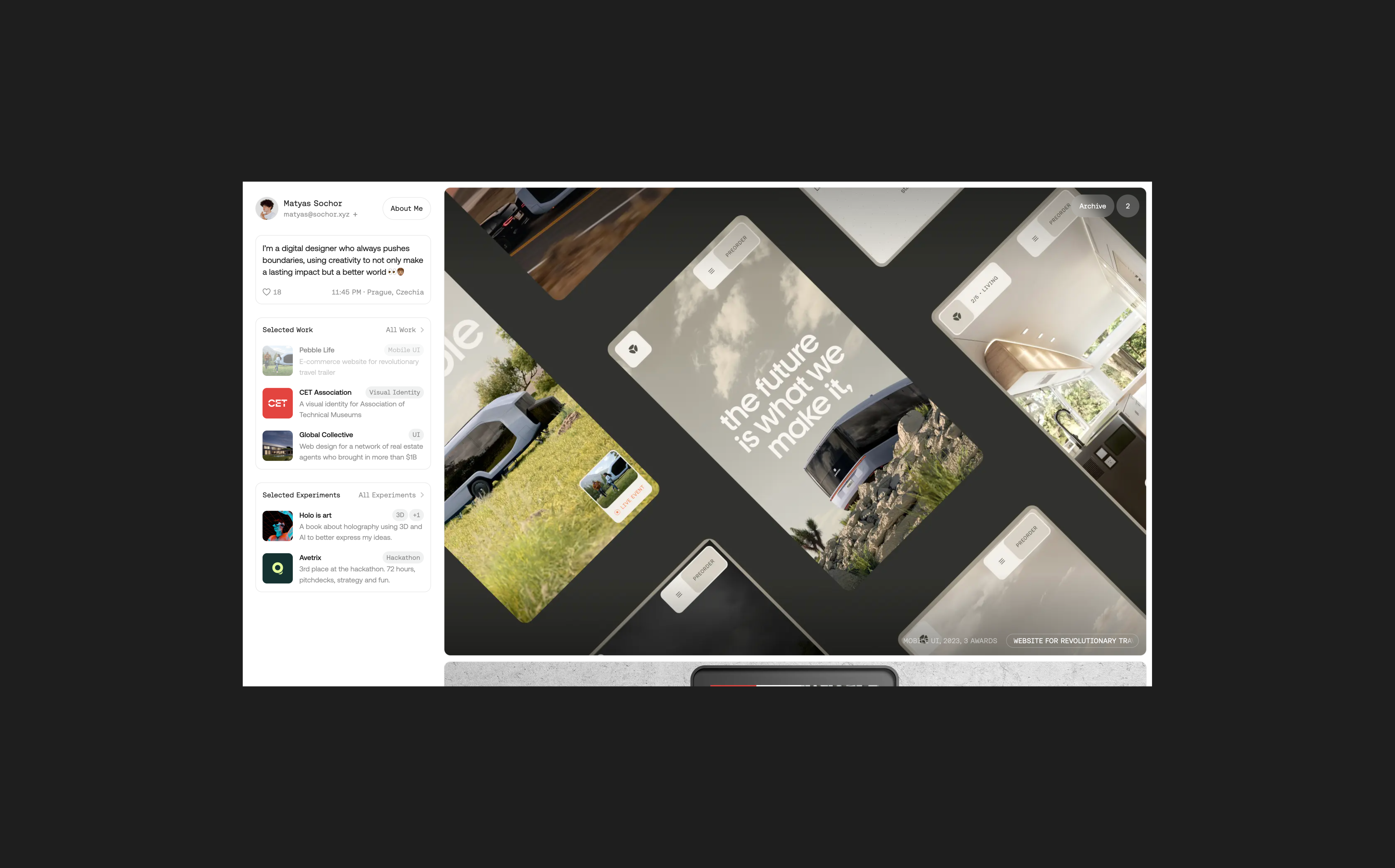 Portfolio Matyas Sochor animation branding clean graphic design layout minimalistic motion graphics ui ux