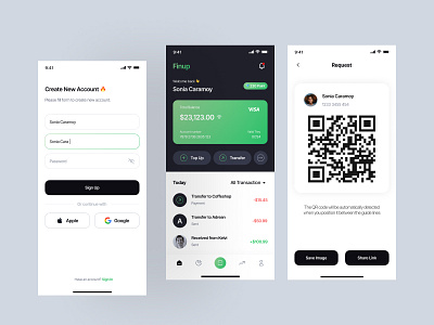 Finup - Financial Mobile App app barcode design finance mobile ui design ui ux
