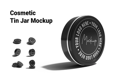 Cosmetic Tin Jar Mockup aluminum can cap circle cosmetic tin jar mockup design label lid metal metallic product round silver template