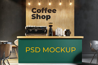 Coffee Shop. PSD MOCKUP. branding cafe interior cafeteria cheap coffee shop. psd mockup. design elegant front hipster identity interior logo restaurant shop template